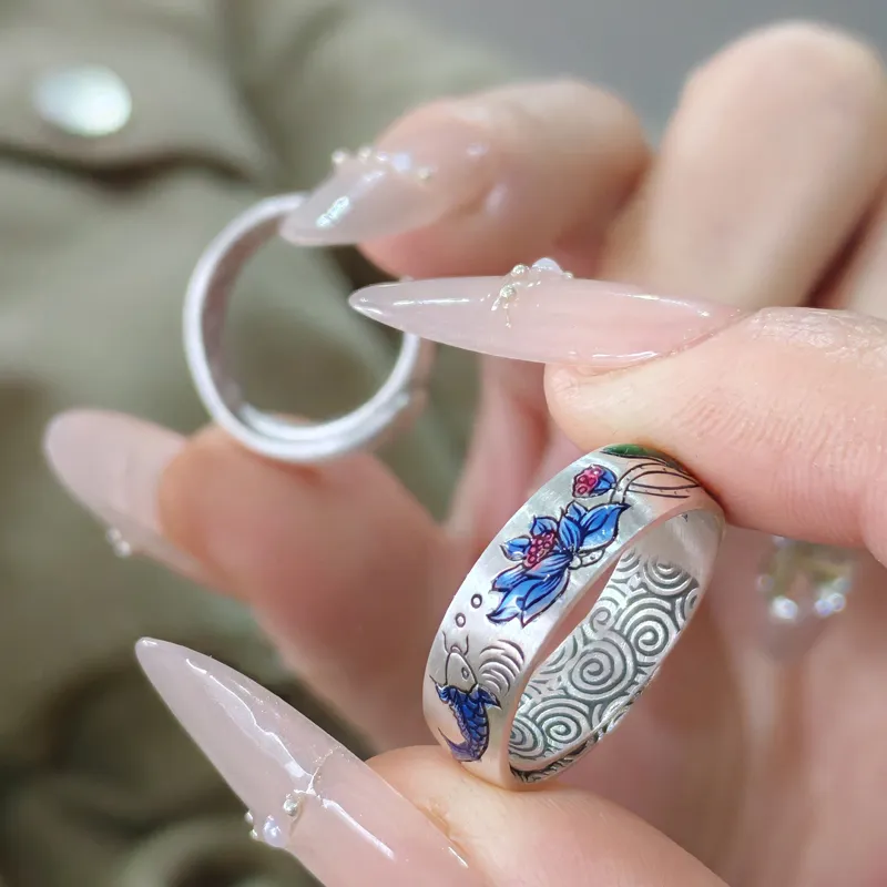YINZHIXING 999 Fine Silver Rings Unisex-3