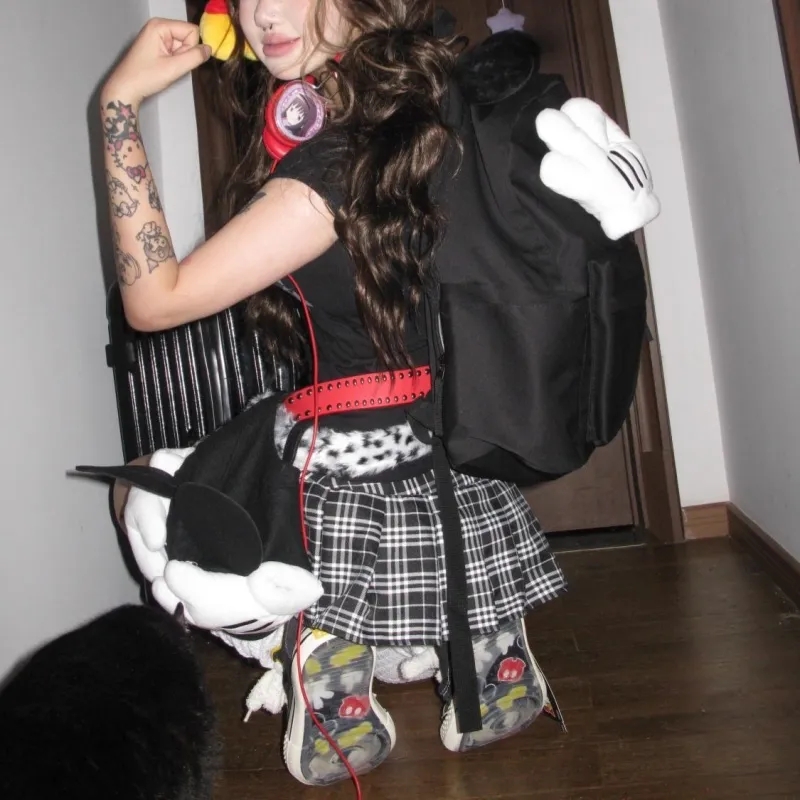 Disney Nylon Fabric Backpack Regular Unisex Black-2
