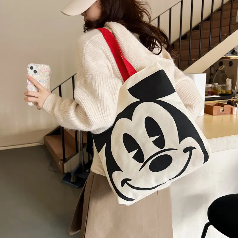 Disney Canvas Canvas Bag Shoulder Bag Crossbody Bag Tote Unisex Mickey Mouse Minnie Mouse-4