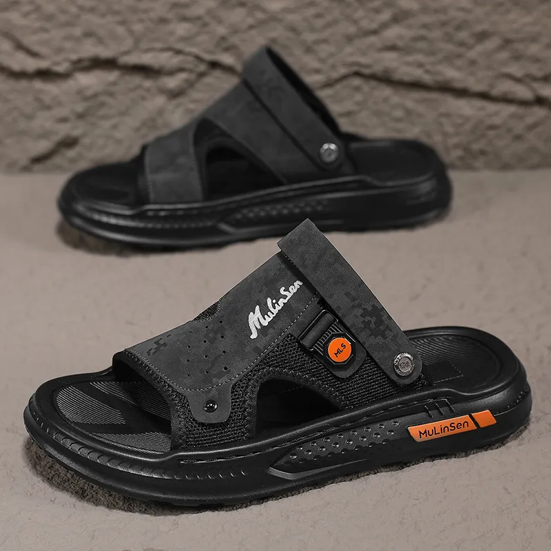 Mulinsen Slip Resistant Platform Height Increasing Lightweight, Slip on, Art Design Premium Beach Sandal Men's-6