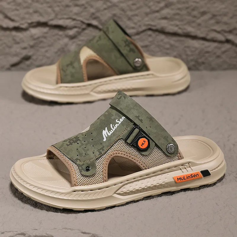 Mulinsen Slip Resistant Platform Height Increasing Lightweight, Slip on, Art Design Premium Beach Sandal Men's-2