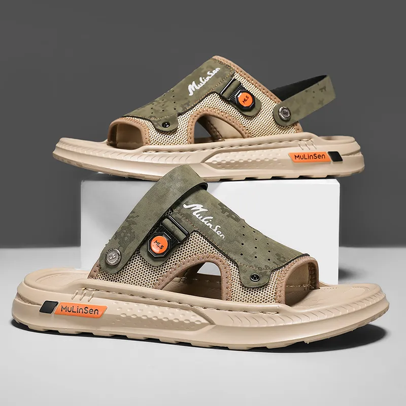 Mulinsen Slip Resistant Platform Height Increasing Lightweight, Slip on, Art Design Premium Beach Sandal Men's-3