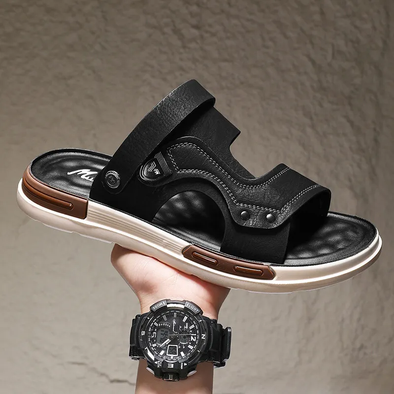 Mulinsen Outerwear Water Resistant, Open Toe Slip on Teenagers Individual Comfortable Beach Sandals Men's-5