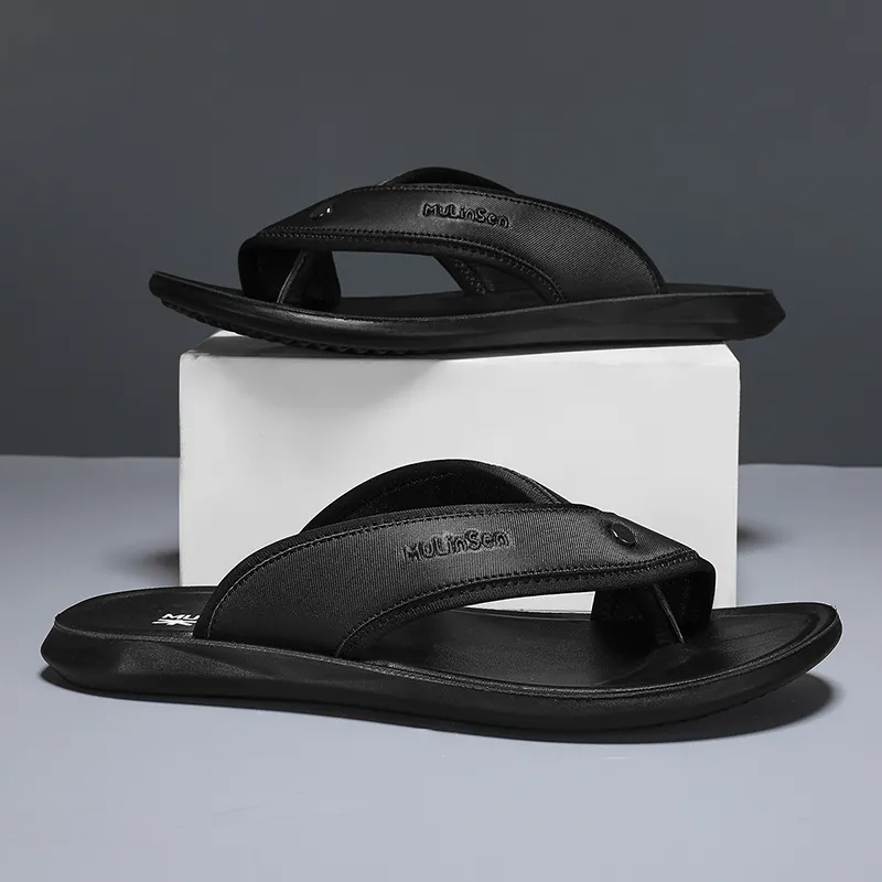 Mulinsen Leather Patchwork Slip Resistant Flip Flops Men's-1
