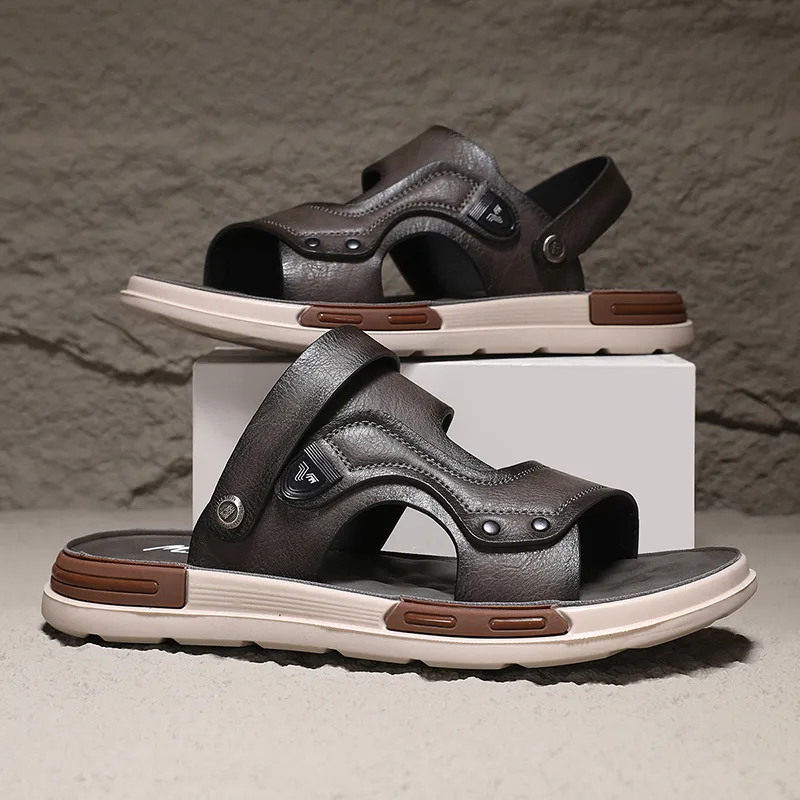 Mulinsen Outerwear Water Resistant, Open Toe Slip on Teenagers Individual Comfortable Beach Sandals Men's-2