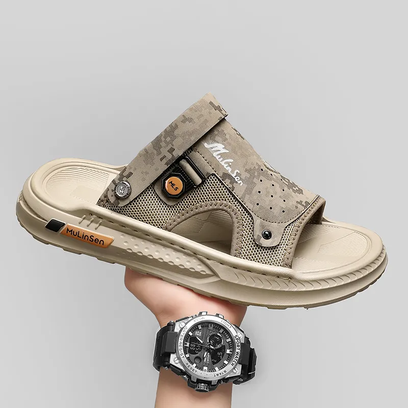 Mulinsen Slip Resistant Platform Height Increasing Lightweight, Slip on, Art Design Premium Beach Sandal Men's-9