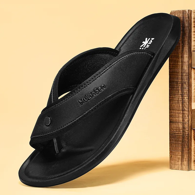 Mulinsen Leather Patchwork Slip Resistant Flip Flops Men's-3
