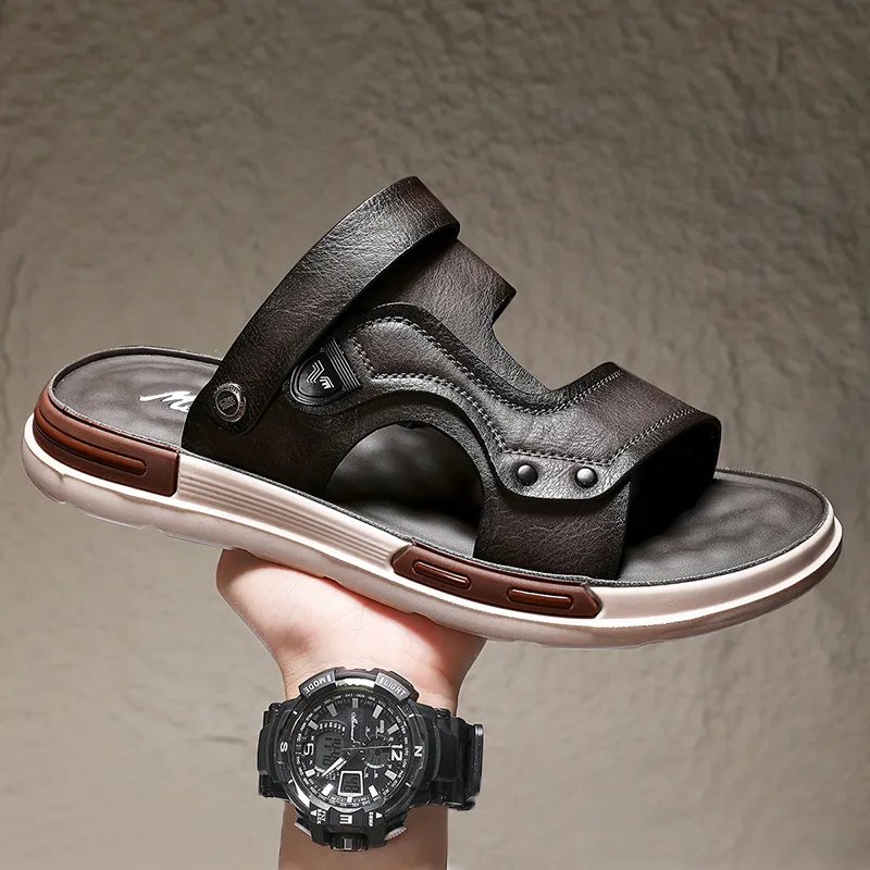 Mulinsen Outerwear Water Resistant, Open Toe Slip on Teenagers Individual Comfortable Beach Sandals Men's-1