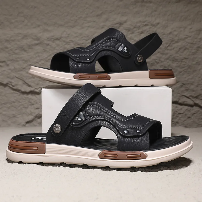 Mulinsen Outerwear Water Resistant, Open Toe Slip on Teenagers Individual Comfortable Beach Sandals Men's-6