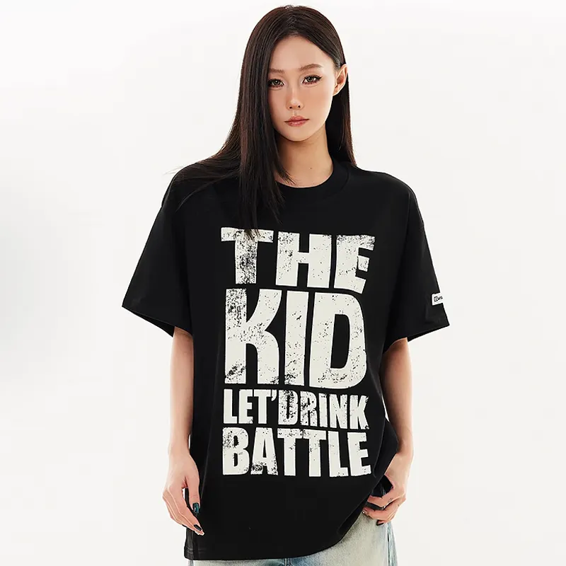 KUNZHUDAXIANG Drop Shoulder Sleeve T Shirt Unisex-3