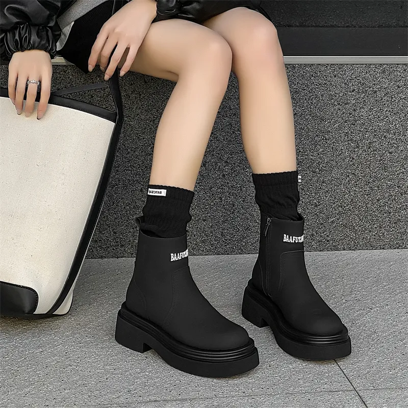 MODENGPAN Ankle Boots Unisex Black-7