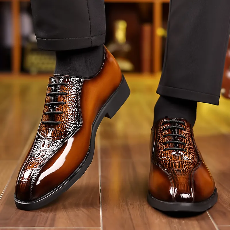 MODENGPAN Dress Shoes Men Low Top Brown/Black/Blue-8