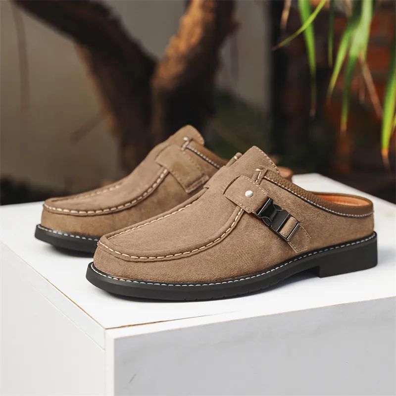 MODENGPAN Rubber Sole Slip Resistant Quick Dry Wrap toe Slippers Men's-1