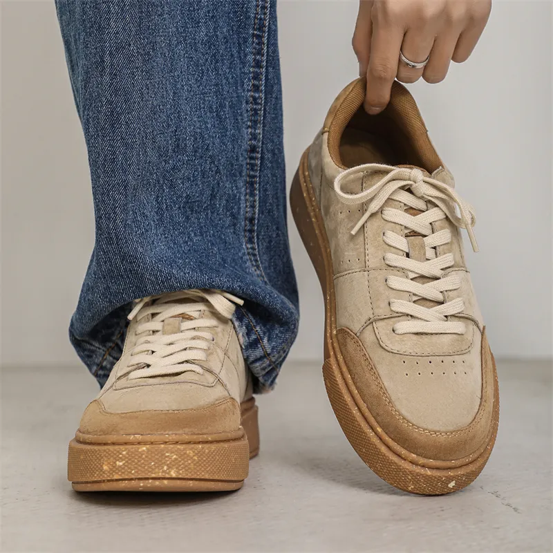 MODENGPAN Breathable Low-Top Skateboard Shoes Men's Apricot-3
