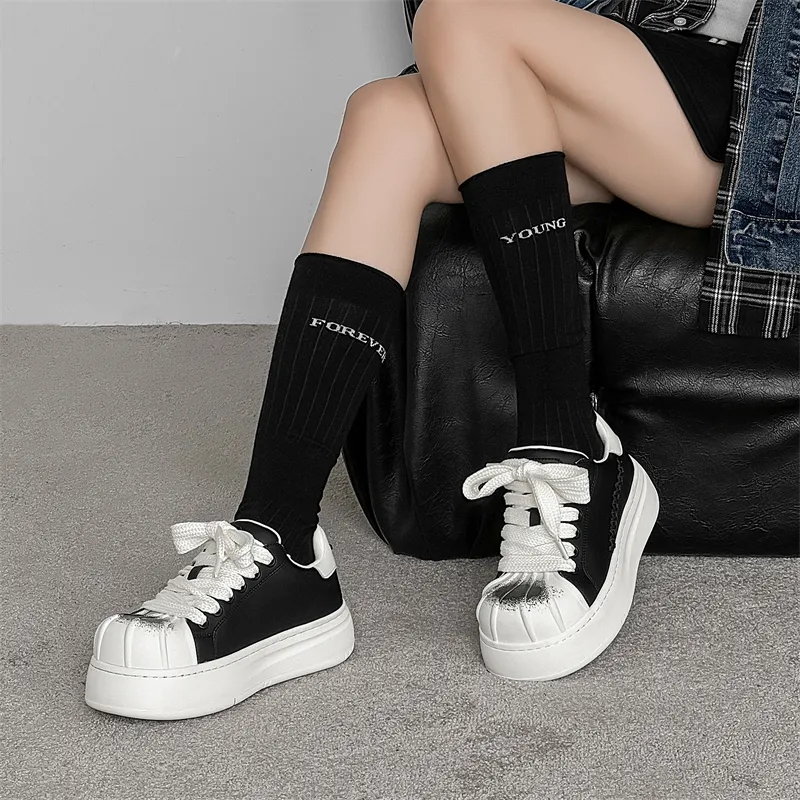 MODENGPAN Breathable Height Increasing Low-Top Skateboard Shoes Unisex Black-3