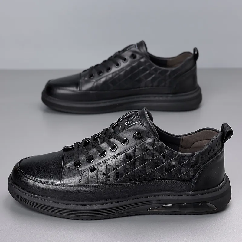 MODENGPAN Lightweight Low Top Skateboard Shoes Men's Black-2