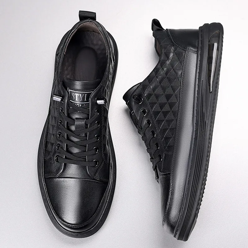 MODENGPAN Lightweight Low Top Skateboard Shoes Men's Black-3