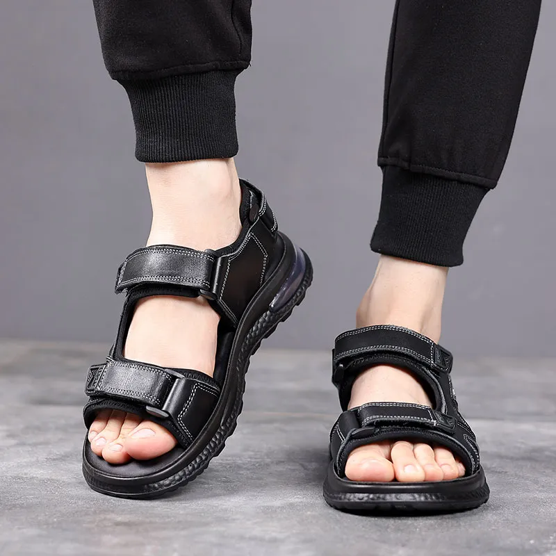 MODENGPAN Beach Sandals Men's Black-4