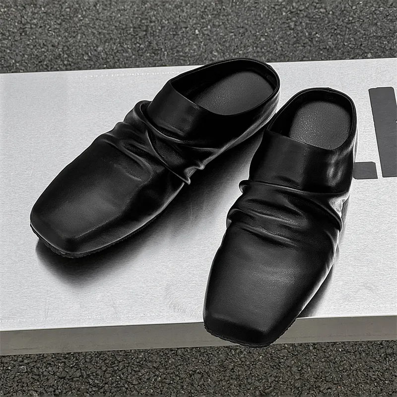 MODENGPAN Slip-Resistant Wrap-toe Slippers Unisex Black-5