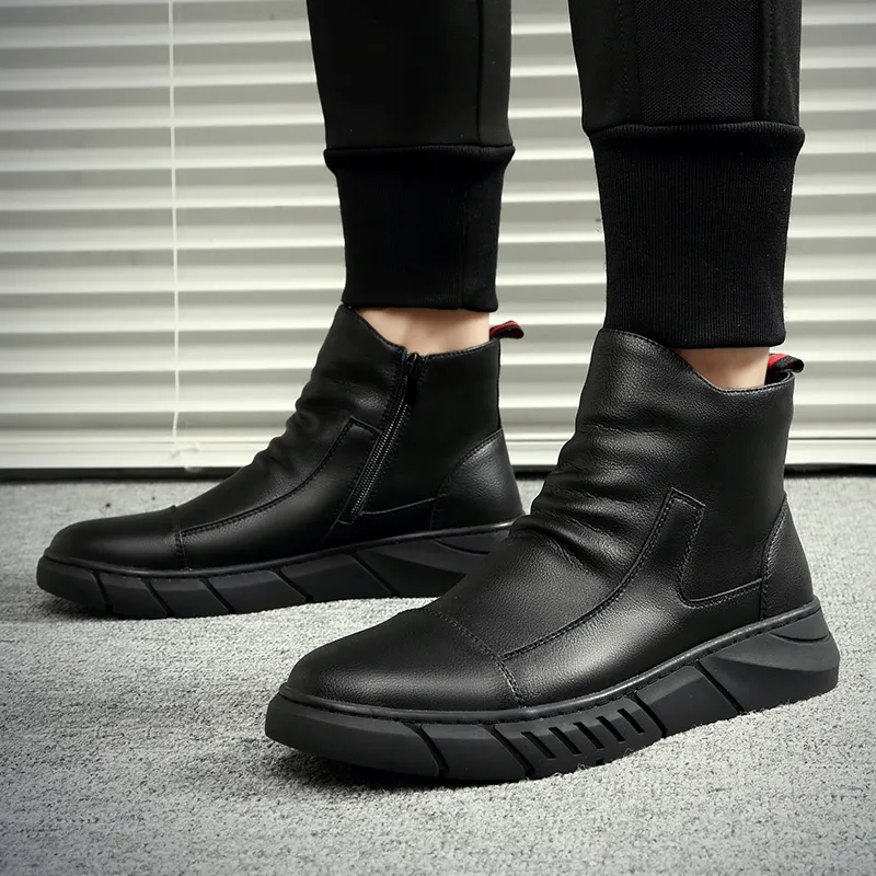 MODENGPAN Ankle Boots Men's Black-4