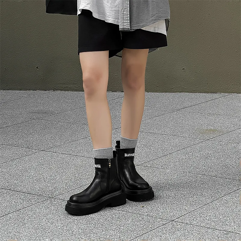 MODENGPAN Ankle Boots Unisex Black-3
