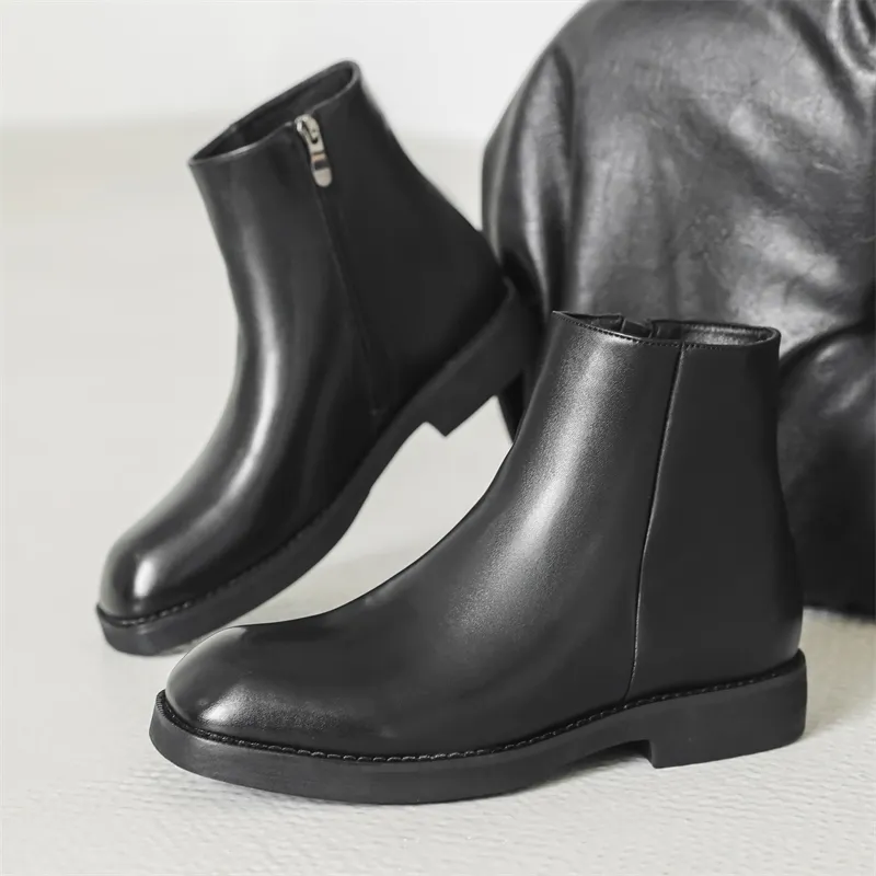 MODENGPAN Ankle Boots 3cm Men's Black-6