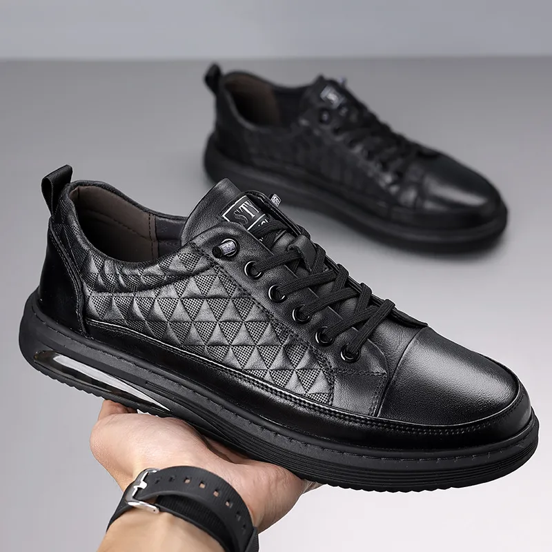 MODENGPAN Lightweight Low Top Skateboard Shoes Men's Black-4