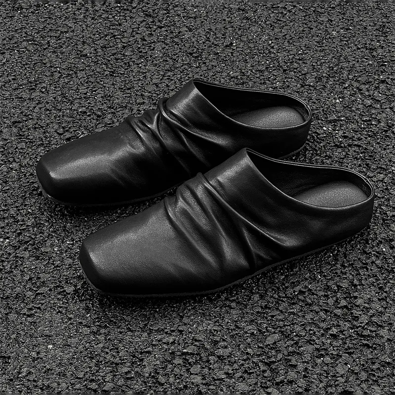 MODENGPAN Slip-Resistant Wrap-toe Slippers Unisex Black-1