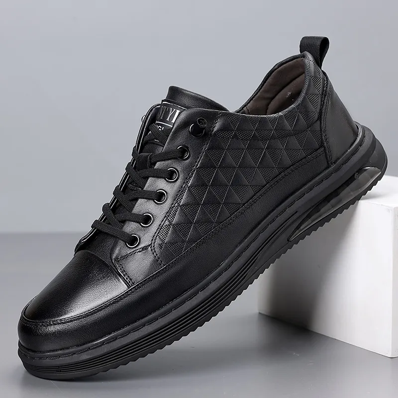 MODENGPAN Lightweight Low Top Skateboard Shoes Men's Black-1