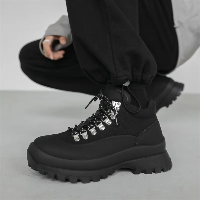 MODENGPAN Men's Casual Shoes Men Mid Top-5