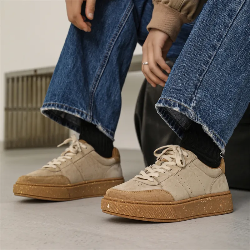 MODENGPAN Breathable Low-Top Skateboard Shoes Men's Apricot-4