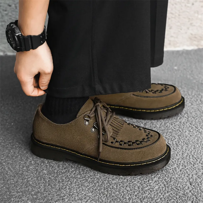 MODENGPAN Men's Casual Shoes Men Low Top Black/Yellow/Khaki-2