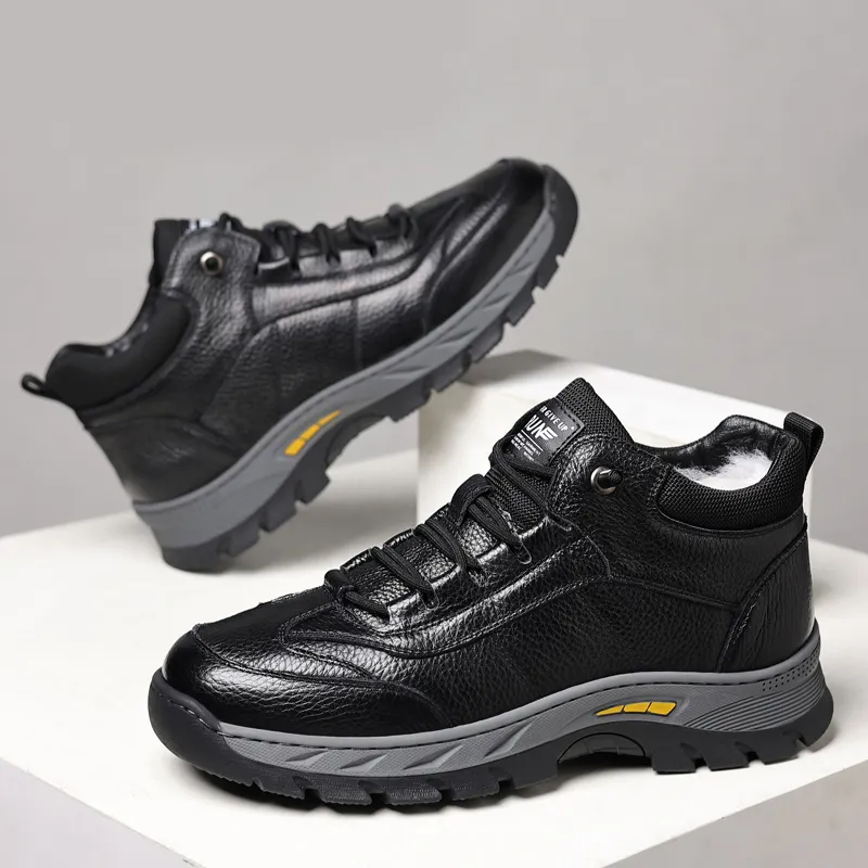 MODENGPAN Mid Top Casual Shoes Men's Black-4