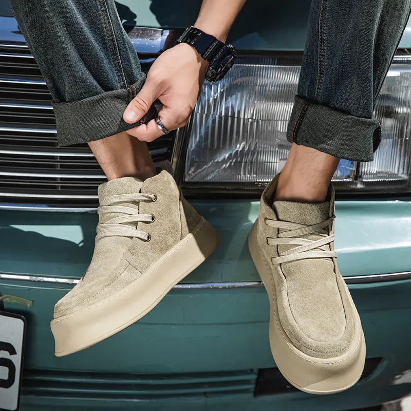 MODENGPAN Men's Casual Shoes Men Mid Top-14