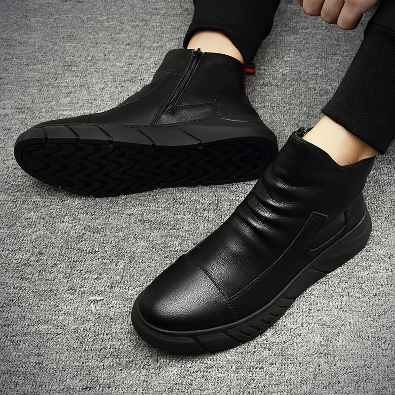 MODENGPAN Ankle Boots Men's Black-8