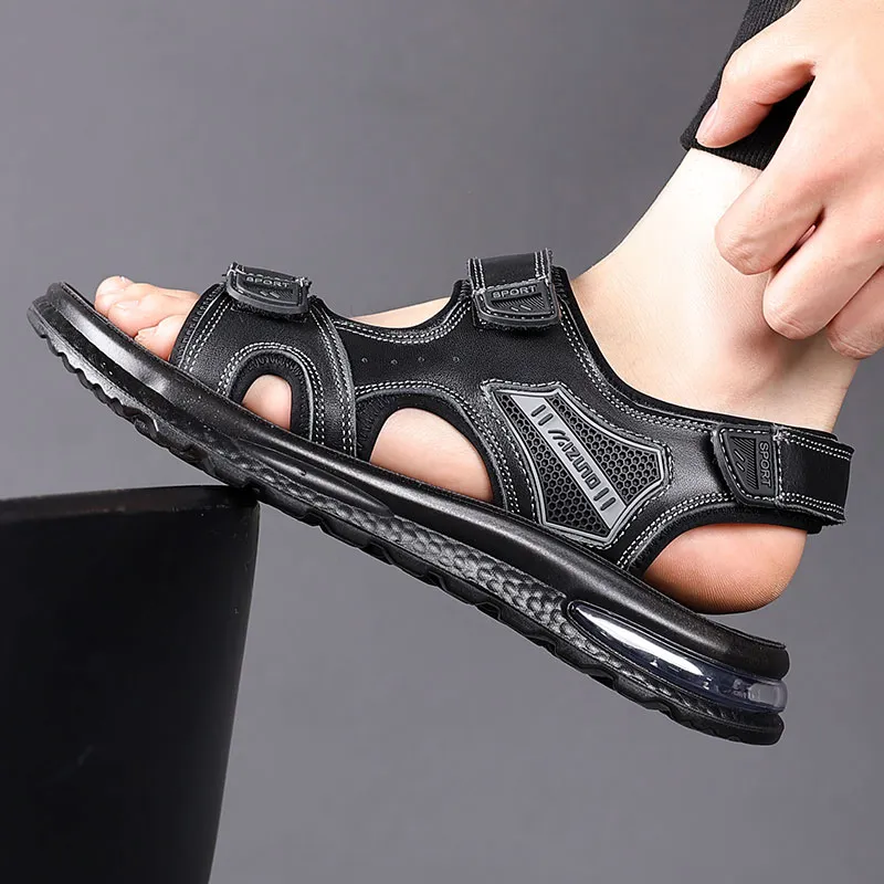 MODENGPAN Beach Sandals Men's Black-5
