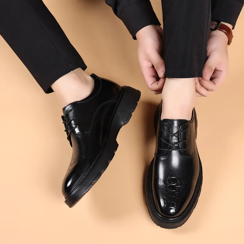 MODENGPAN Dress Shoes Men Low Top Brown/Black-9