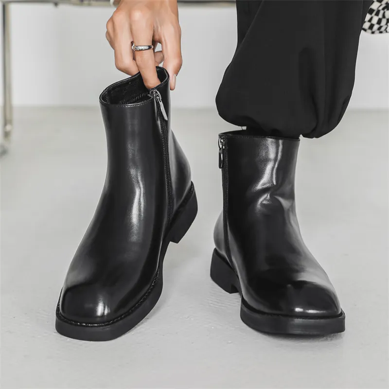 MODENGPAN Ankle Boots 3cm Men's Black-8