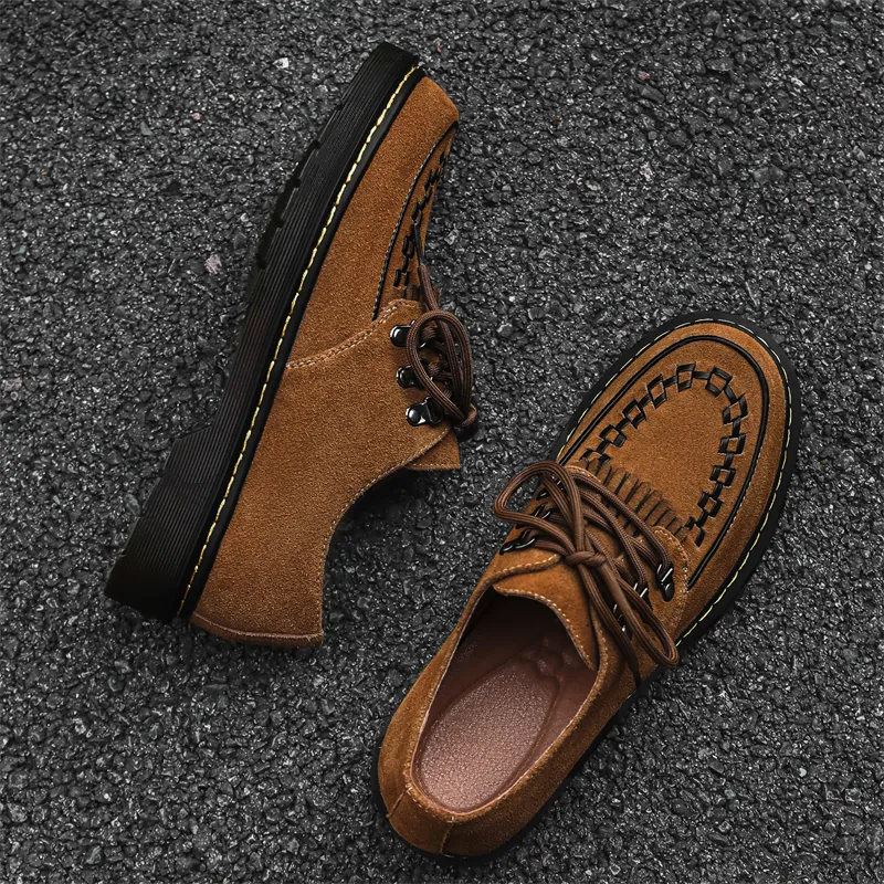 MODENGPAN Men's Casual Shoes Men Low Top Black/Yellow/Khaki-11