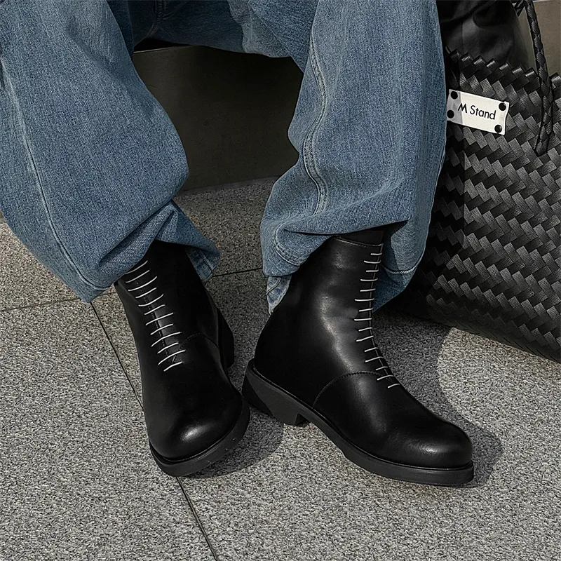 MODENGPAN Ankle Boots Men's Black-5