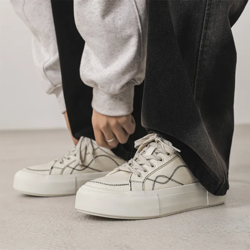 MODENGPAN Breathable Lightweight Low Top Canvas Shoes Men's-8