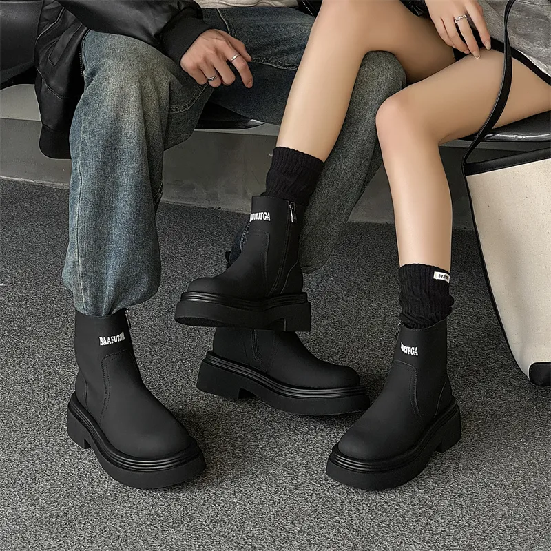MODENGPAN Ankle Boots Unisex Black-9