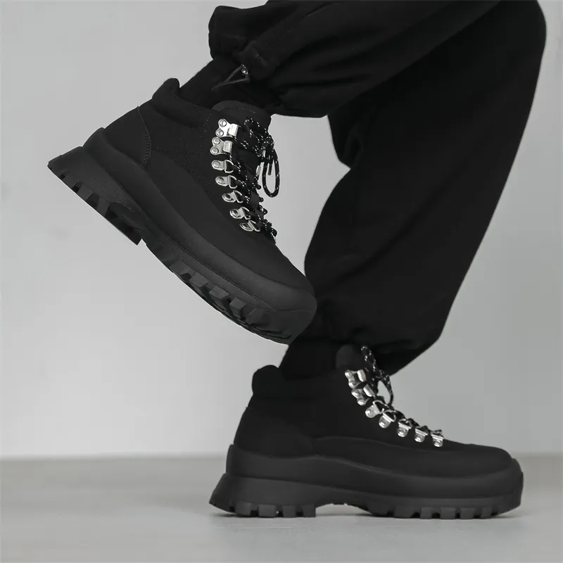 MODENGPAN Men's Casual Shoes Men Mid Top-8