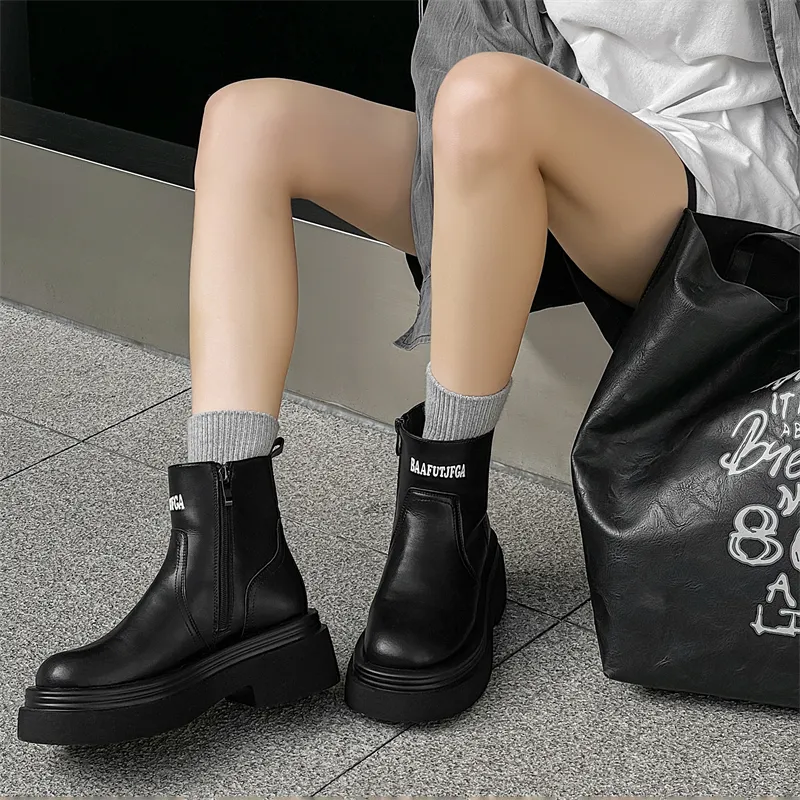 MODENGPAN Ankle Boots Unisex Black-2
