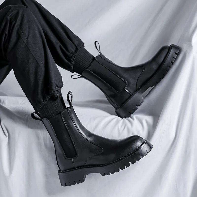 MODENGPAN Short Chelsea Boots 3cm Men's Black-4