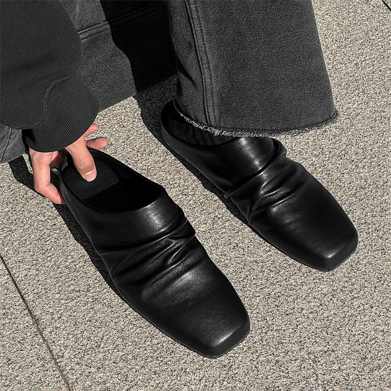 MODENGPAN Slip-Resistant Wrap-toe Slippers Unisex Black-4