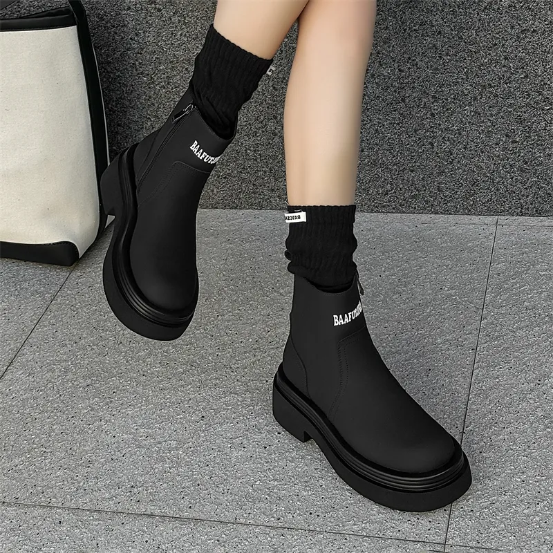 MODENGPAN Ankle Boots Unisex Black-8