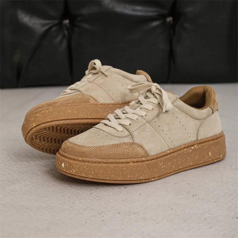 MODENGPAN Breathable Low-Top Skateboard Shoes Men's Apricot-2