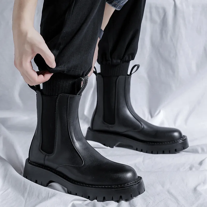 MODENGPAN Short Chelsea Boots 3cm Men's Black-1