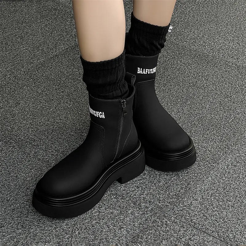 MODENGPAN Ankle Boots Unisex Black-6